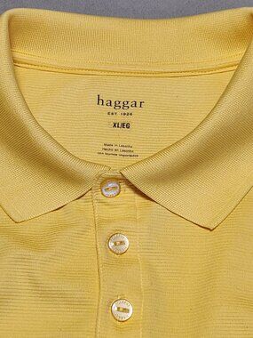 Haggar Men's XL Performance Collar Polo Yellow Golf